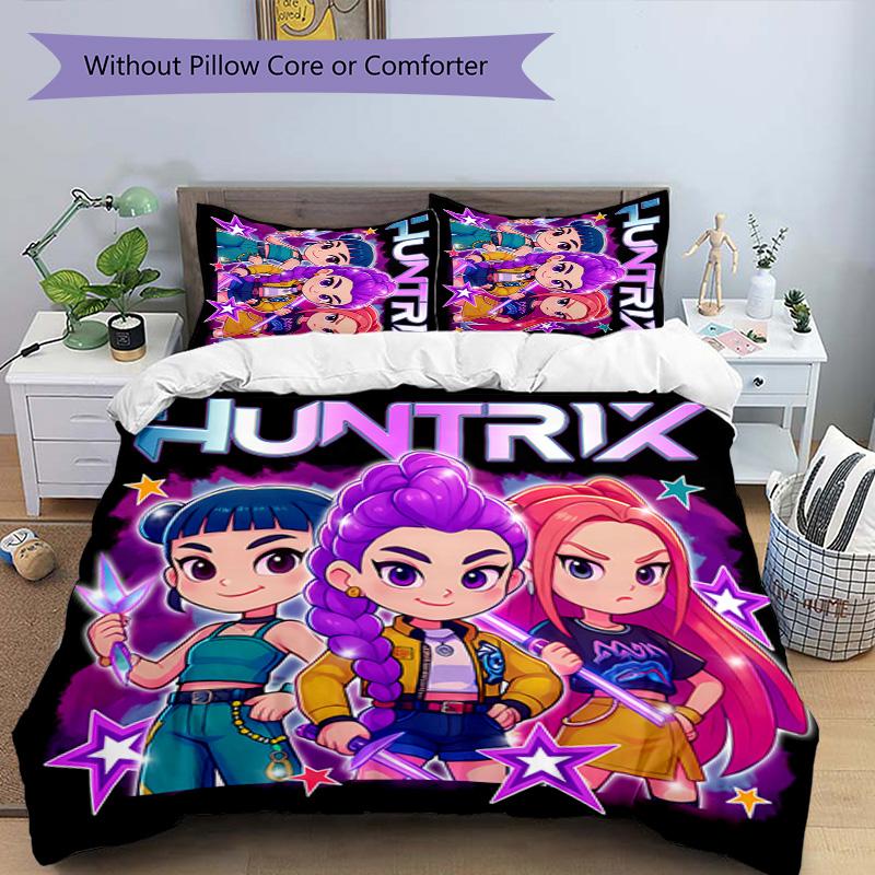 3pcs Kpop Hunter12 pattern bedding set duvet cover set includes duvet cover &pillowcases, perfect all season bedroom decoration & gift