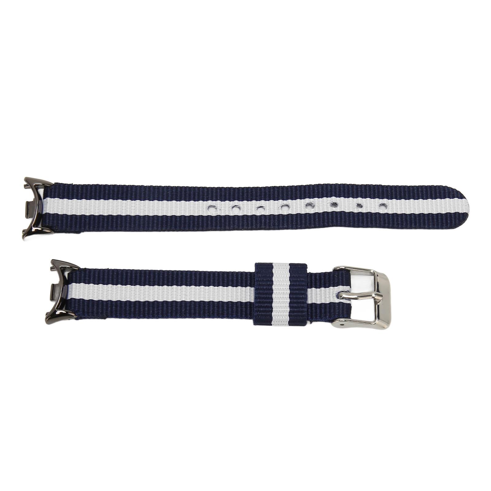 

Спортивний ремінець Полотно Спортивний ремінець Регульований Вінтажний ремінець для годинника Сумісний для Mi Band 8 3 смужки Blue And White Stripes