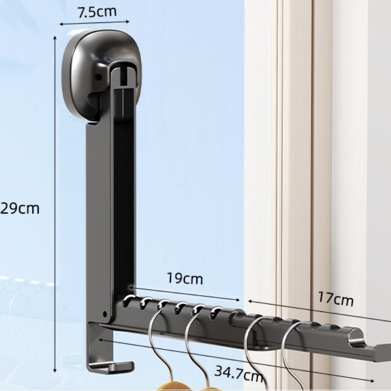 Drying Rack with Suction Cup Foldable Retractable Portable Clothes Drying Folding Clothes Racks Folding Wall-mounted Clothes чёрный