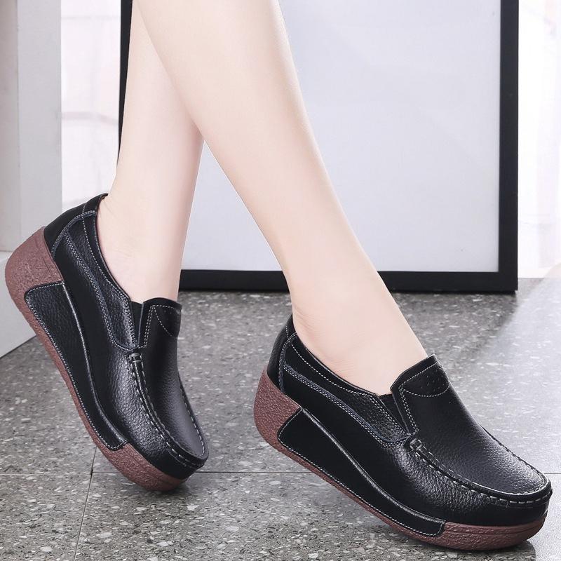New Thick-soled Shoes with Platform Heels, Casual Single Shoes, One-piece Slip-on, Lazy Shoes, Women's Shoes
