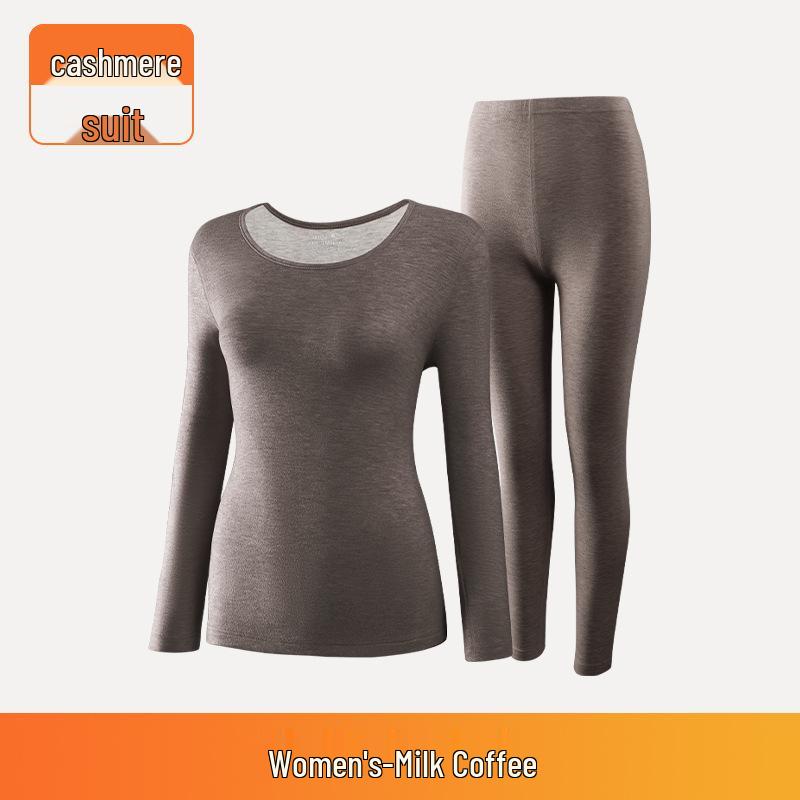 Autumn/Winter Seamless Wool Thermal Underwear Set for Men & Women: Thick Cashmere Silk for Added Warmth