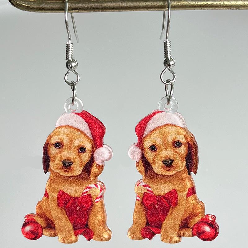 Christmas Kitten Cartoon Earrings & Tree Pendant
