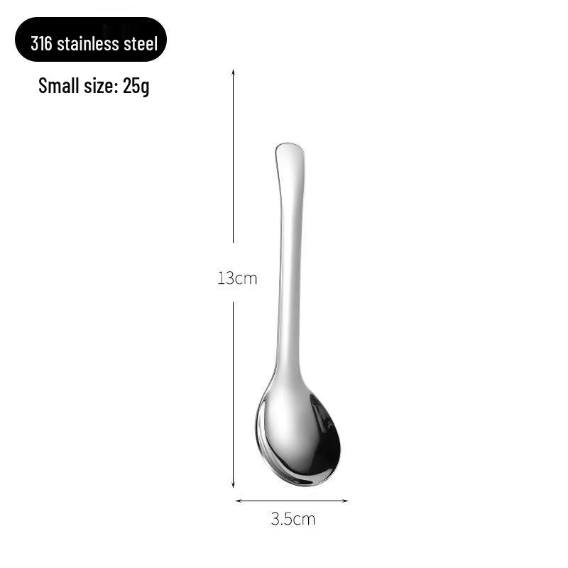 316 Stainless Steel Children's Deepened Round Spoon - Ideal for Soup, Eating, and Dessert.