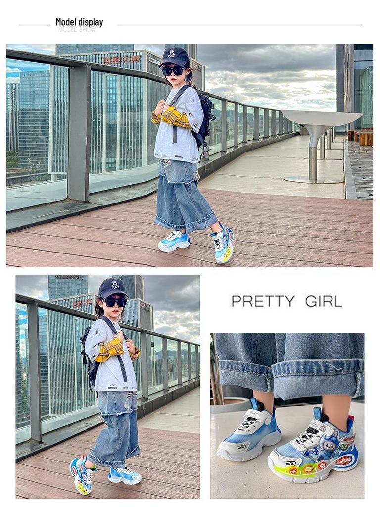 2025 Kids' Light-Up Sneakers: Autumn Velcro Mesh Shoes for Boys & Girls - Breathable Dad Shoes