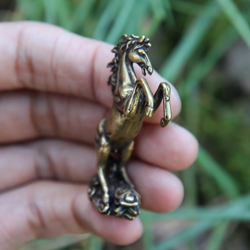 Vintage Měděný Zvěrokruh Kůň Malá Soška Feng Shui Ozdoby Mosazné Šťastné Zvíře Miniatury Figurky Stolní Dekorace Řemesla