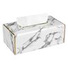 Multifunctional PU Leather Rectangular Marble Towel Drawer Holder Gold Ring Cover Hotel Houseware Dispenser | Rectangular Towel Box | Towel Box