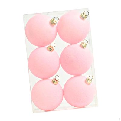 6 Flocked Christmas Ornaments, Shatterproof Balls 6cm with Loop for Holiday Decor