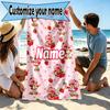 Custom Name Personalized Strawberry Shortcake Print Beach Towel, for Trip Camping Beach Party Home Decor, Birthday Gift for Family & Friends