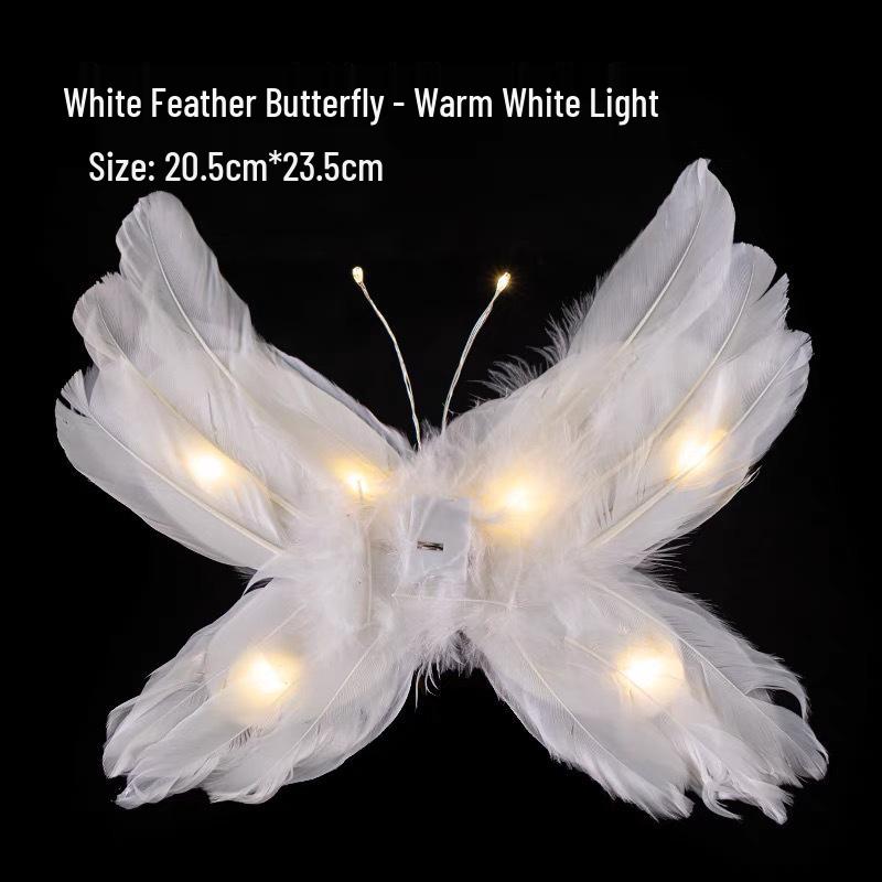 Angel Wings Feather Heart Cake Topper with Wire and Ostrich Feather Strip Decoration