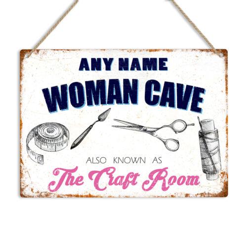 WOMAN CAVE PERSONALISED Metal Sign Vintage Hanging Plaque Any Name Craft RoomAluminum 30x40cm(11.8x15.7inch)