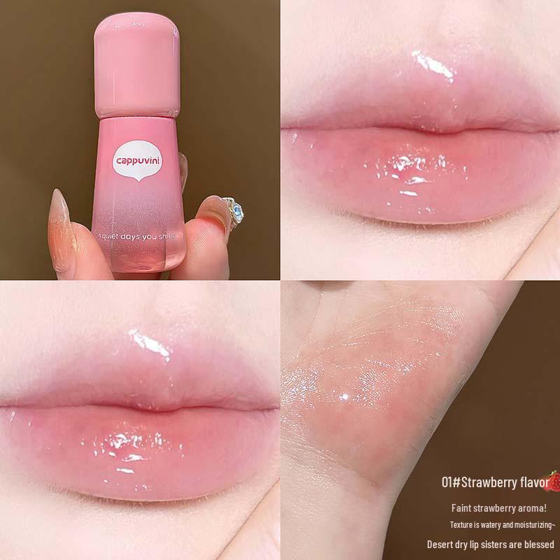 Cappuvini Fruity Plump Lip Oil: Clear Gloss for Moisturized, Natural-Looking Korean-Style Glass Lips.