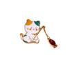 Childlike Kitten Fishing Brooch Cute Japanese Badge Cartoon Pin Buckle Pin Decoration Student Schoolbag Pendant