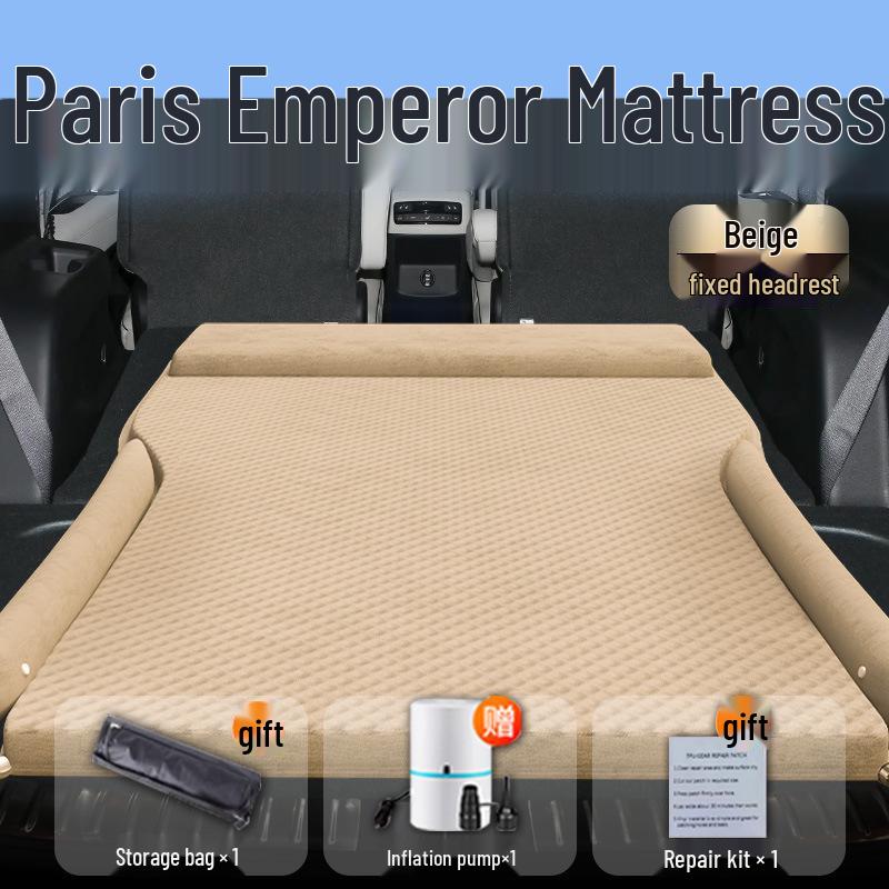 Paris Car Bed Mattress: Inflatable Rear Seat Sleeping Pad and Trunk Air Cushion
