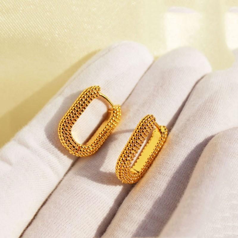 Vinatge Simple Fashion Square Trendy Hoop Earrings for Women 2026 French Ins Chic Party Jewelry Gifts