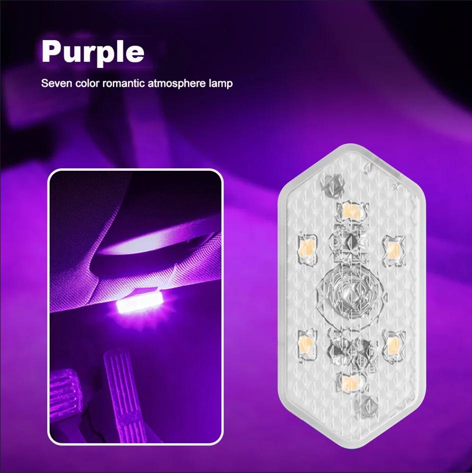 Wireless LED Car Lights Touch Light Roof Ceiling Sensor Read Lamp Multi Color Mini USB Charging Light Auto Interior Accsesories