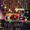 20 Stück Leuchtende Party-Deko Hängende Spiralen Neon-Girlanden Decken-Deko Leuchtet im Dunkeln Neon Schwarzlicht Partyzubehör
