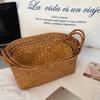 Retro Woven Multifunctional Storage Basket for Household, Living Room, Desktop, and Cosmetics