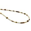 European and American niche retro Maillard wind tiger's eye stone pearl splicing beaded asymmetric necklace collarbone chain
