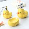 Cartoon Gelbe Ente Keramik Seifen-, Lotion- und Shampooflasche