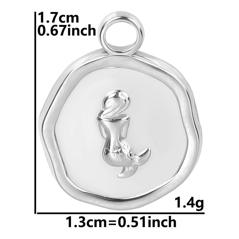 Titanium Steel Charm Silver Color Sea Animal Starfish Tail Sea Wave Shape Stainless Steel Charms For Jewelry Making Bulk Pendant