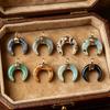 DIY Pendant Gold-Plated Edging Crescent Horn Design Natural Imitation Crystals Jade Necklace Bracelet Earrings Charm DIY Jewelry Making Accessories