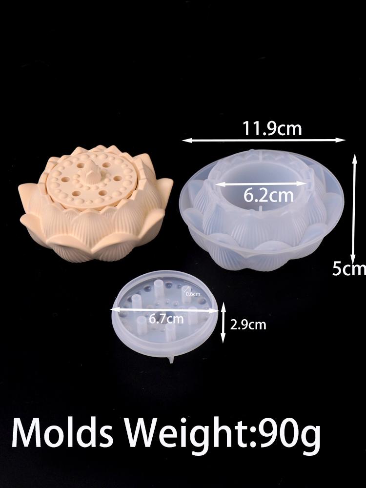 

Lotu Incense Burner Silicone Mold DIY Flower Shape Plaster Resin Storage Box Molds Candle Jar Craft Making Home Decor Vase Mould