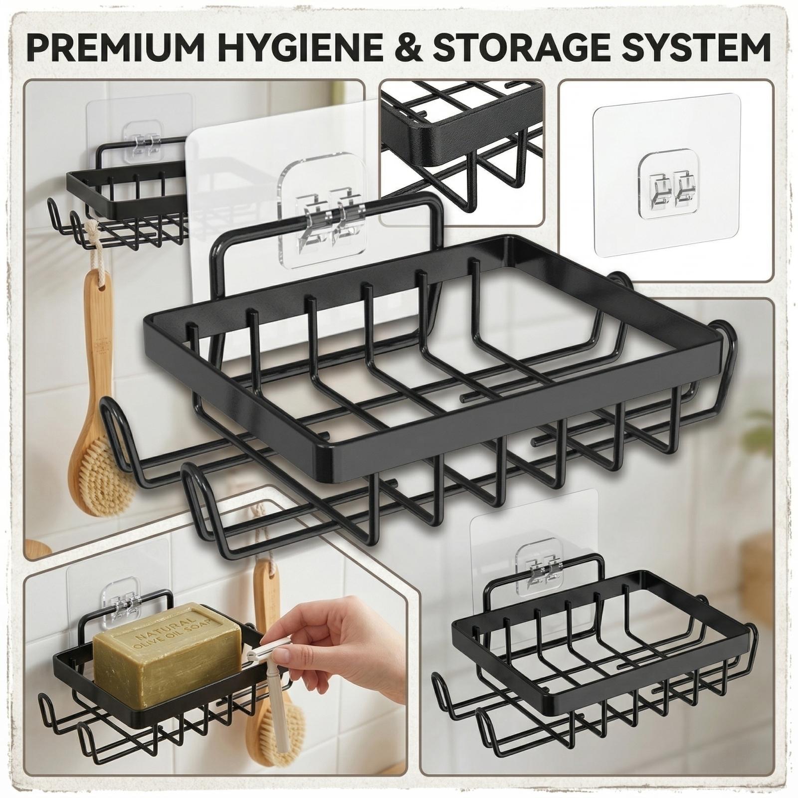 

Non Perforated Bathroom Storage Rack Soap Box Wall Mounted Soap Self-Adhesive Rack one size