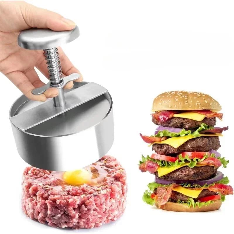 1PC Manual Meat Press Food Stainless Steel Burger Press Round Hamburger Patty DIY Meat Dumpling Wrapper Kitchen Gadgets