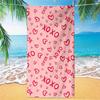1pc Microfiber Beach Scarf Towel Pink Red Hearts Oversized Quick Dry Lightweight Travel Outdoors Fashion Gift for Her Summer
