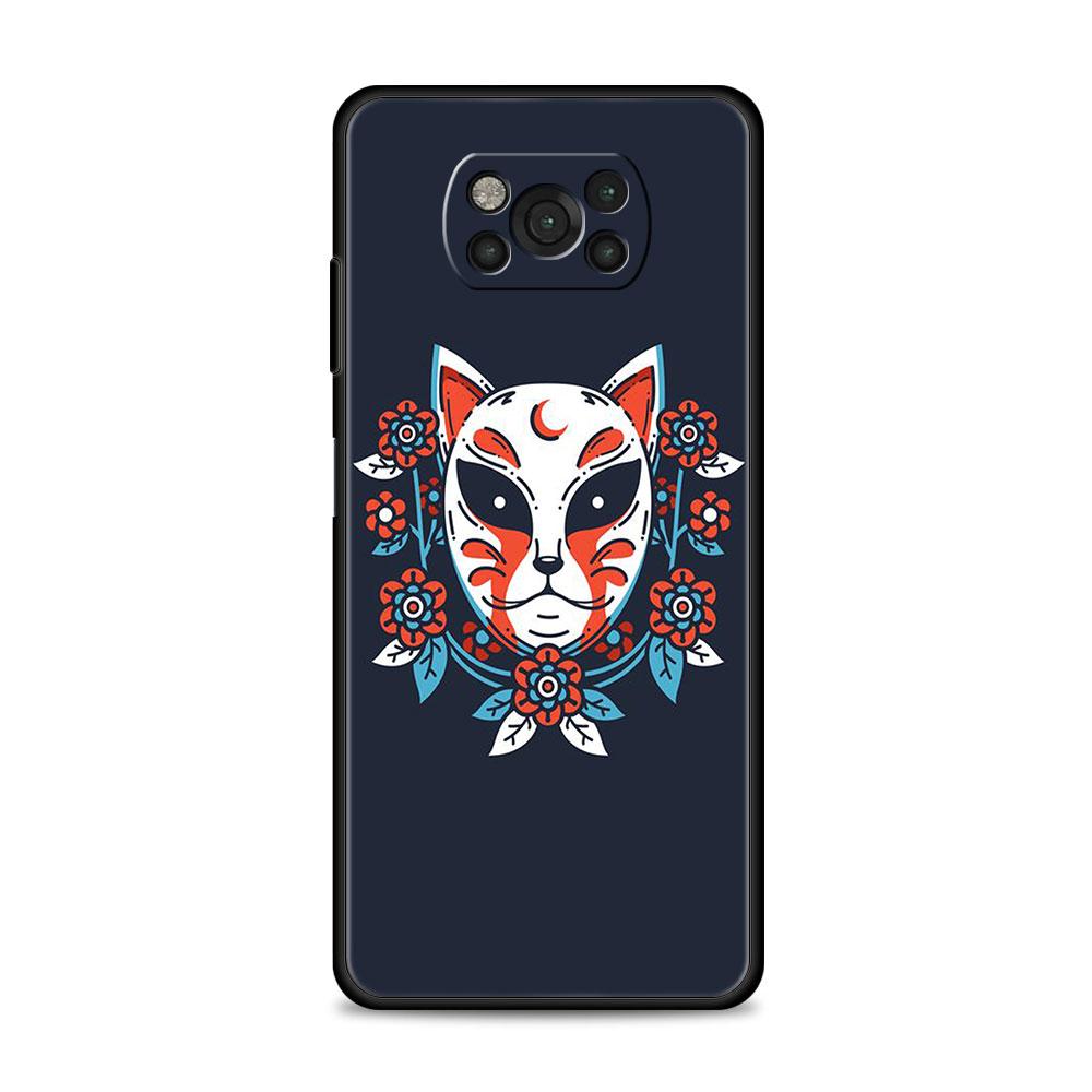 Cover For Xiaomi Poco X3 X4 NFC M3 M4 Pro 5G Mi 11 lite 11T 9T 12 10T 11E Note10 Phone Case Japan Samurai Oni Mask