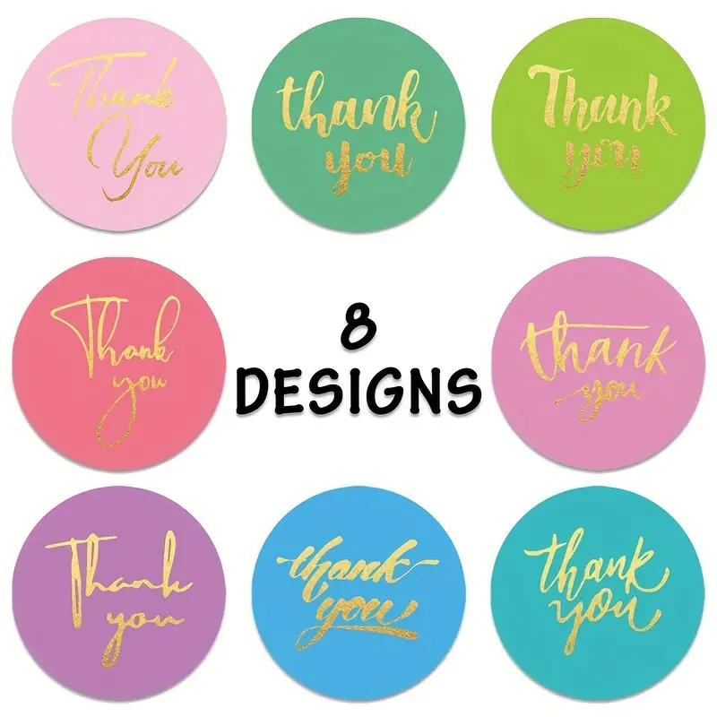 500Sheets/roll Bronzing Self-Adhesive Thank You Stickers Box Seal Gift Box Decor Bag Packaging Label