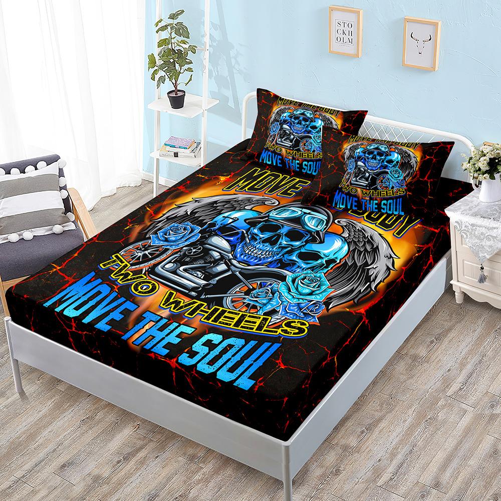 Skull Gothic Kit, Sheet Three-Piece Set, Bedspread Pillowcase, Mattress Protective Cover