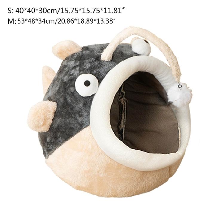 Pet Bed House Semi-closed Cave Tent for Small Animals Removable Cushion Pad