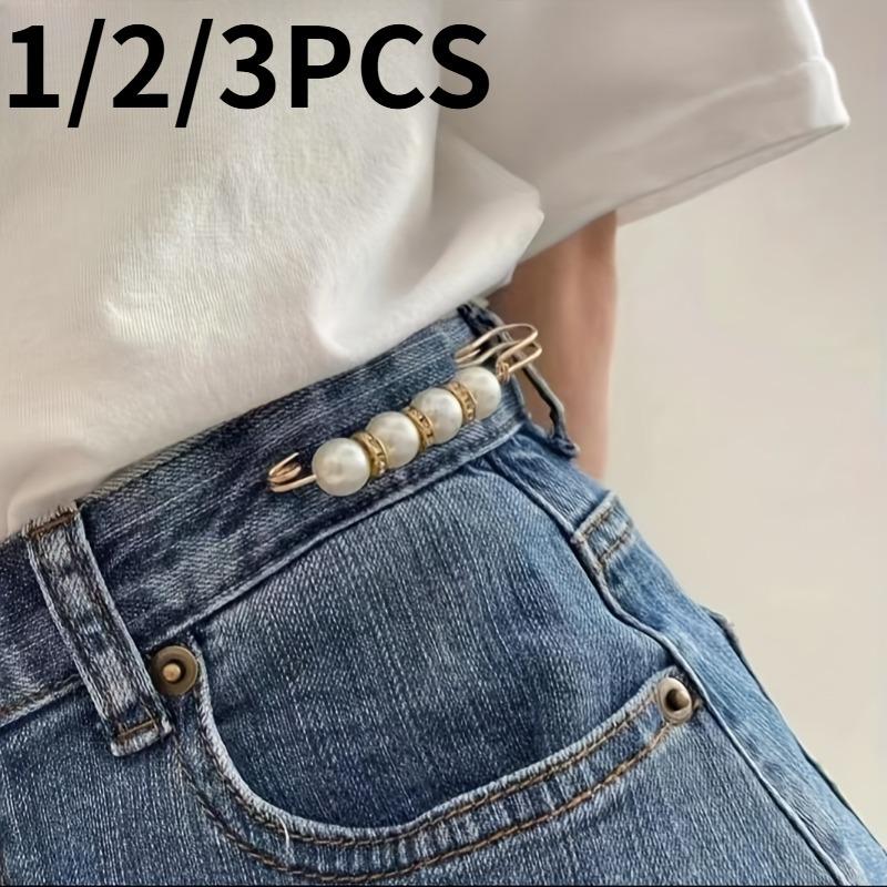 1/2/3 Stück Elegante Perlenbroschen-Anstecknadel für Damen, Taillenversteller, Modische Perlen-Sicherheitsnadeln zur Befestigung von Kleidung, Größenverstellbares Zubehör