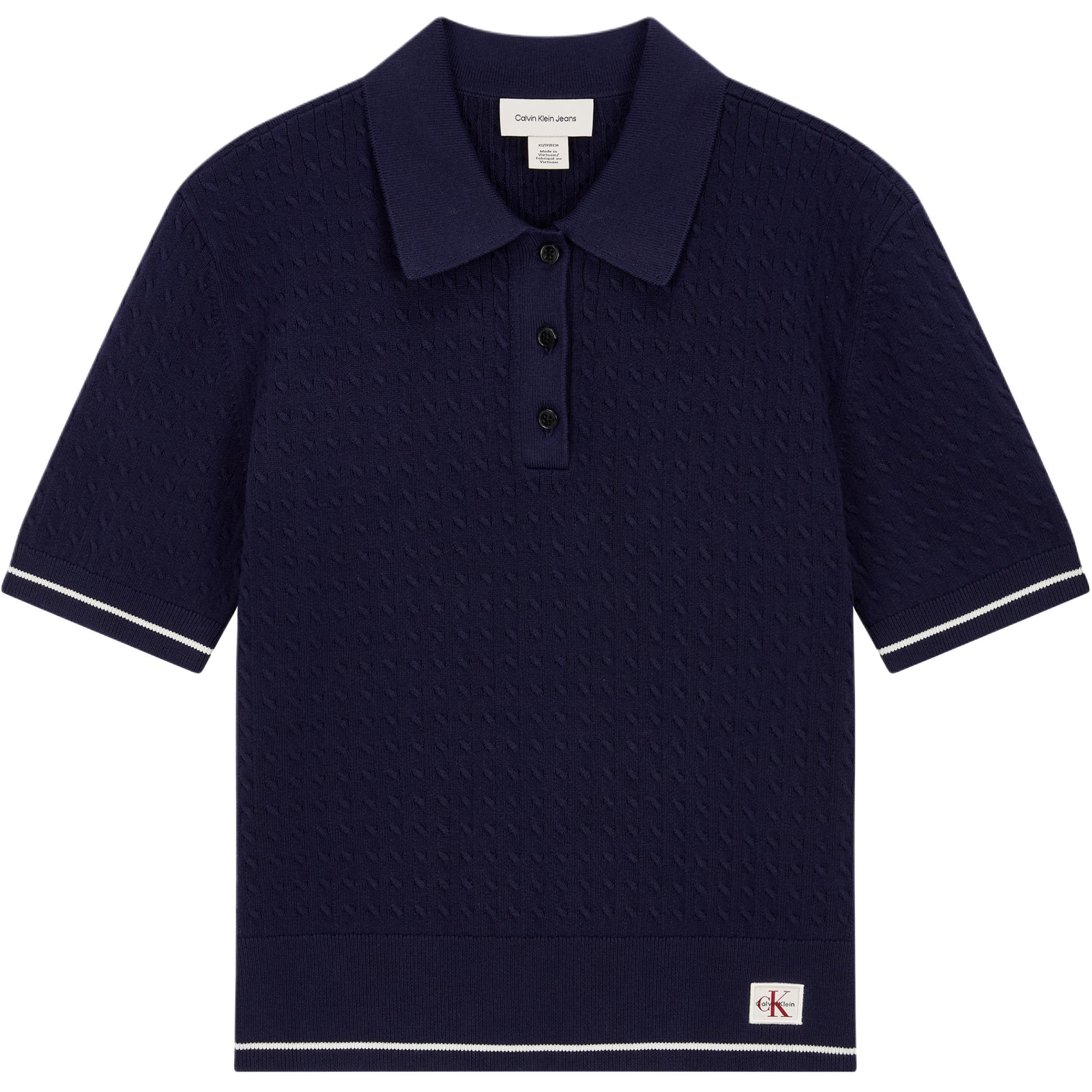 Calvin Klein Logo Slim Fit Three-Button Short Sleeve Polo Shirt Women tops 47F320G-9EI XS