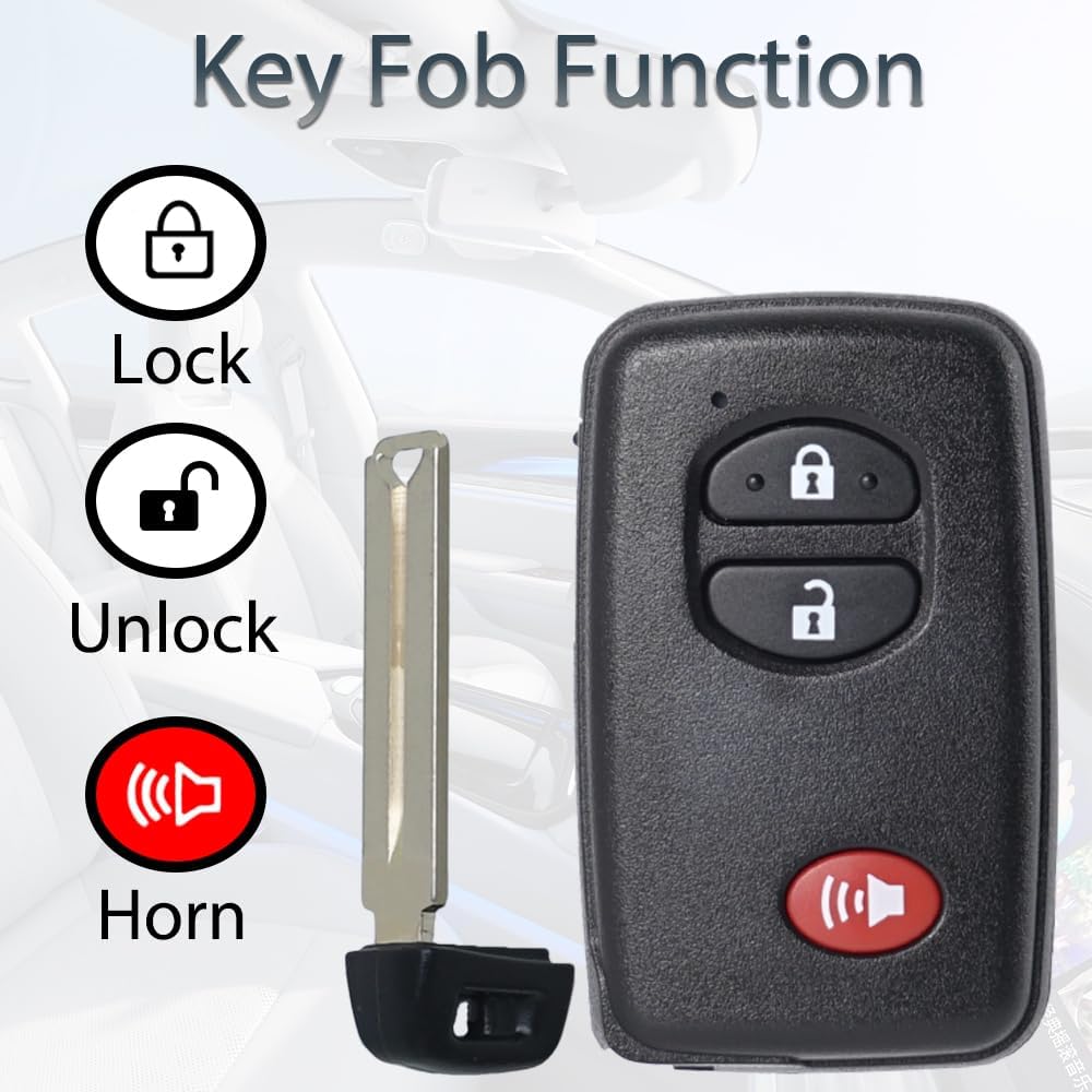 Key Fob Shell Case Replacement Fits for Toyota 4Runner Prius C Prius V Venza Scion TC 2010- Keyless Entry Remote Control 3 Button Pad Key Cover (