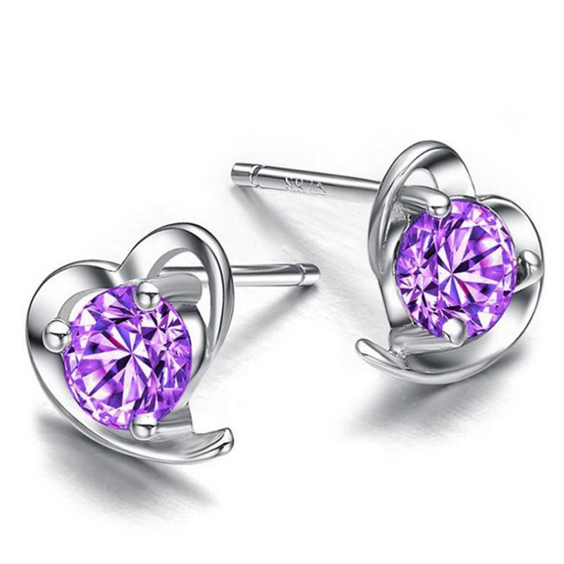 S925 Sterling Silver Heart-shaped Stud Earrings, Korean Retro Style