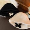 Korean Style Bow Bucket Cap Knit Women Bucket Hat Sweet Woolen Fishing Cap  Spring Summer