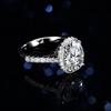 Bague Ringen Luxury 2.0 Carat Moissanite Oval Cut Diamond Rings For Women Band 100% 925 Sterling Silver Wedding Engagement Gift