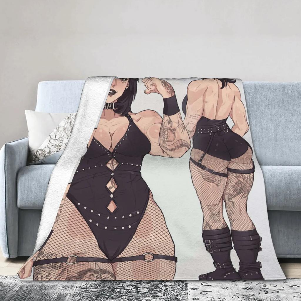Rhea Ripley Wrestler Flannel Blanket Winter Warm Soft Throw for Kids Living Room Aesthetic Bedspread Sofa Bed Cover