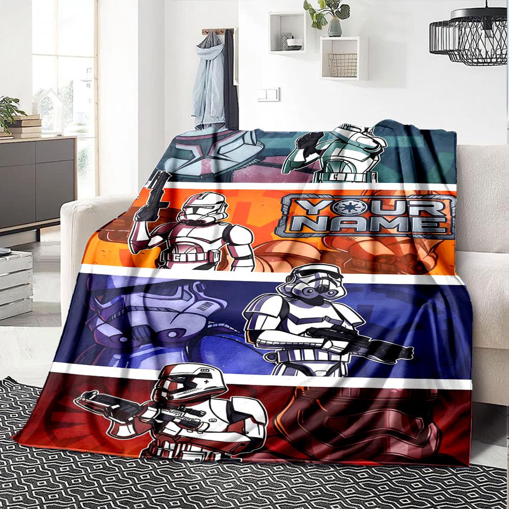 Star Wars Personalized Text Blanket Multi-purpose Personalized Blanket Soft Warm Cozy for Picnics Nap Home Decor Office Chair for All Occasions