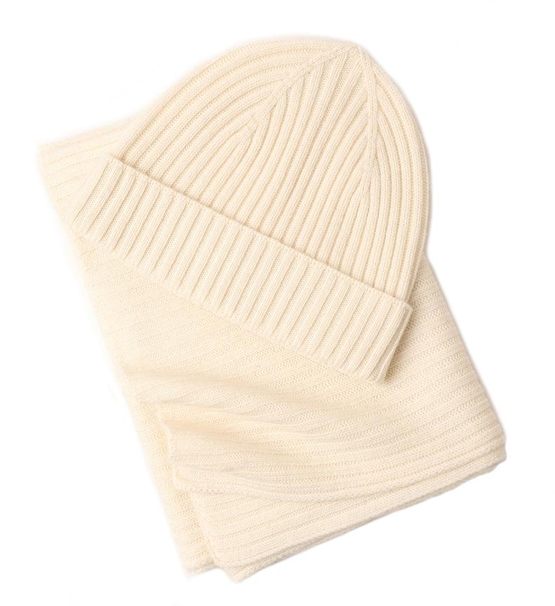 Autumn and winter new wool knitted hat wool scarf men's and women's warm versatile wool ear hat set