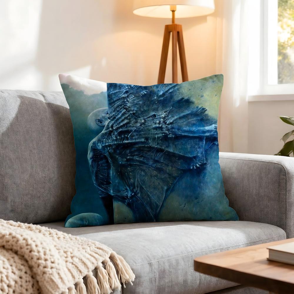 Artist Zdzislaw Beksinski Cushion Cover 1Pcs Decorative Covers Soft Cushion Case For Sofa Couch Decor 40X40 45X45 Pillowcases