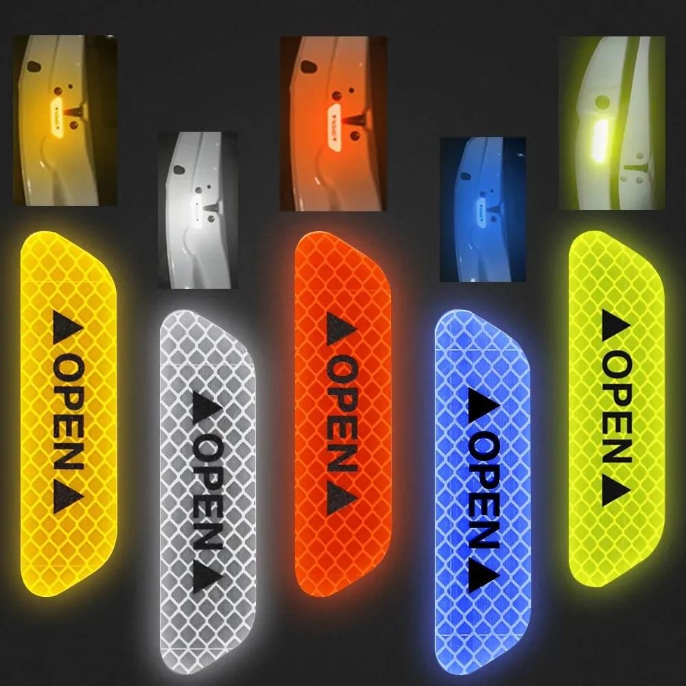 4PCS Car Universal Door Open Reflective Strips Warning Stickers Safety Mark Warning Reflective Auto Exterior Interior Reflector