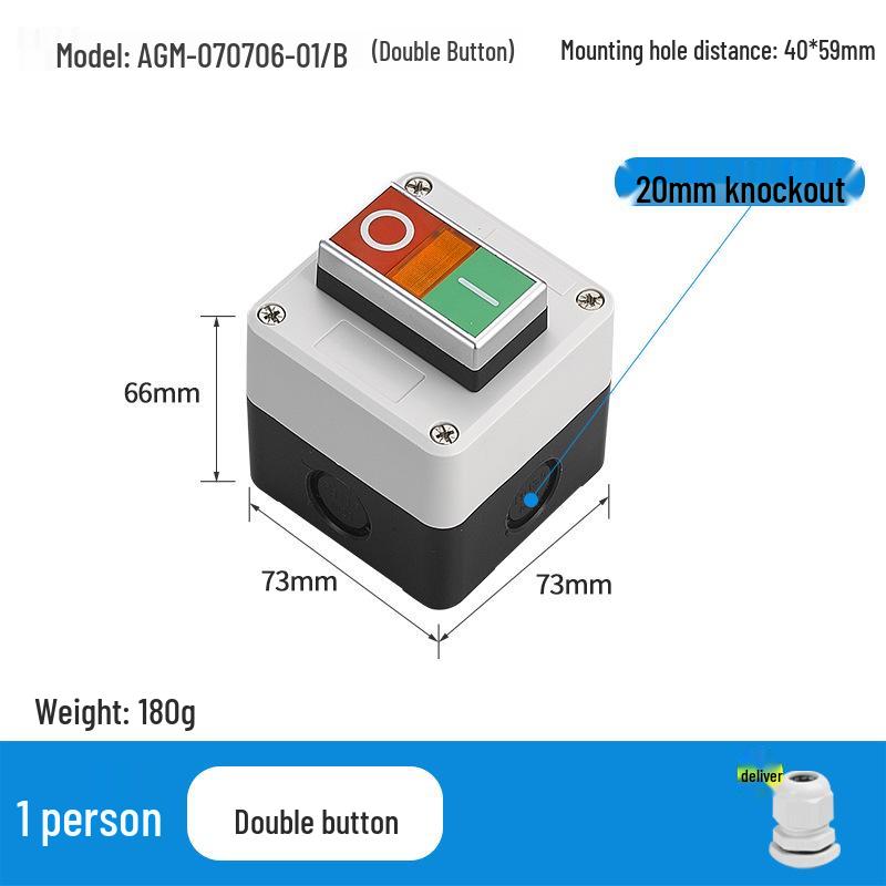 KEOLEA Waterproof Emergency Stop & Start Button, Industrial Self-Reset Push Control Box