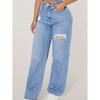 Mom Jeans Dámské Džínové Kalhoty Široké Nohavice Dlouhé Kalhoty Dírky Vysoký Pas Rovné Kalhoty Y2k Streetwear Práce Prošívané Ležérní Punk