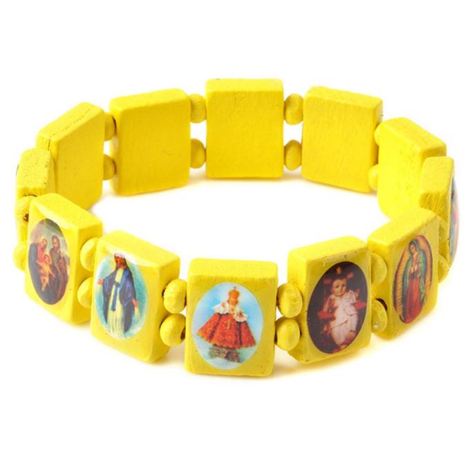 Heilige Jesus Religiöse Holz Katholische Ikone Armbänder Unisex Mode Holzarmband Gebetsanhänger Schmuck 7 Farben