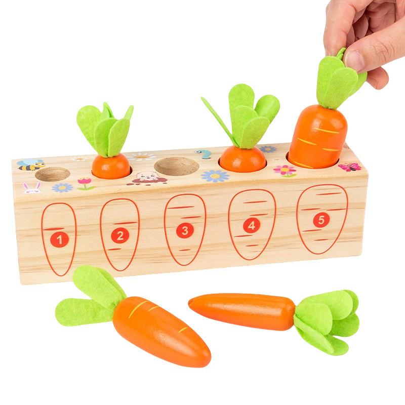 Wooden Digital Carrot Pulling Game Educational Toy For Toddler Learning Play And