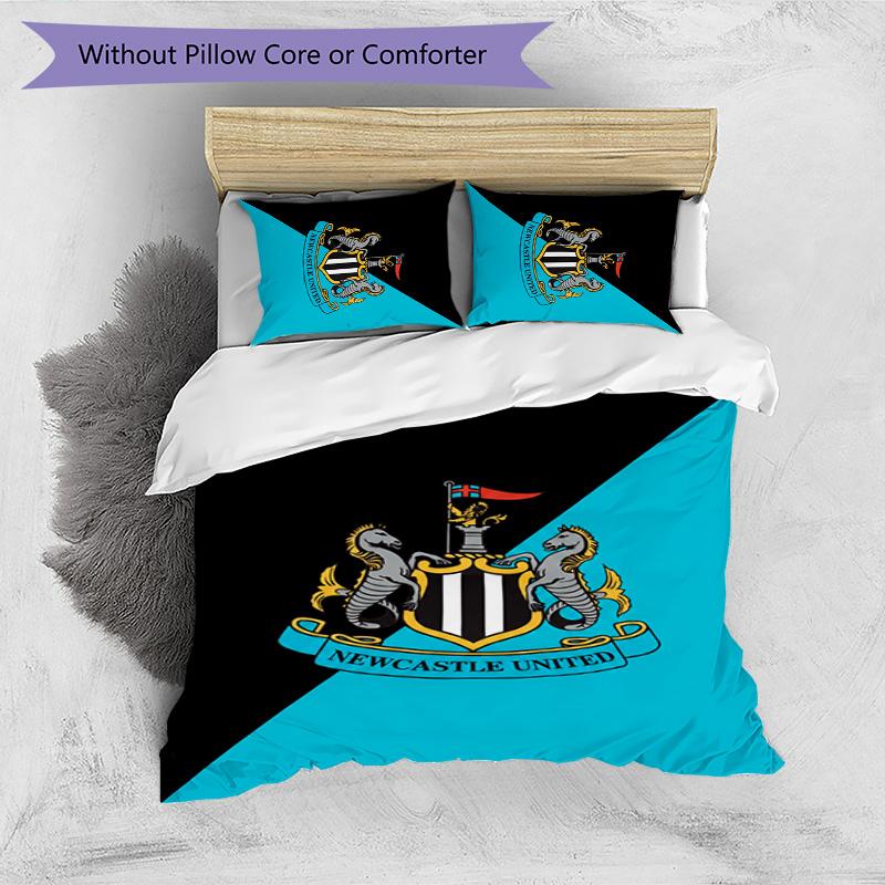 Set Lenzuola Stampato Newcastle United Football 3 Pezzi, Comodo Set Copripiumino per Camera da Letto Amico della Pelle