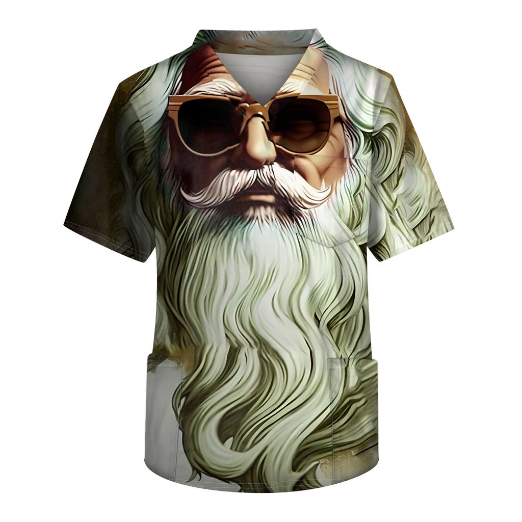 Pánská pracovní halenka s krátkým rukávem a výstřihem do V na hrudi